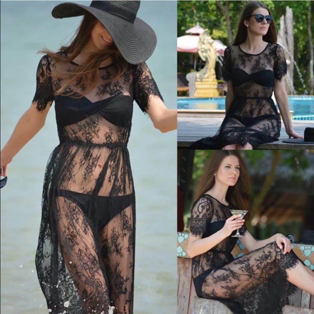 Shelly Sexy and delicate lace maxi slip cover